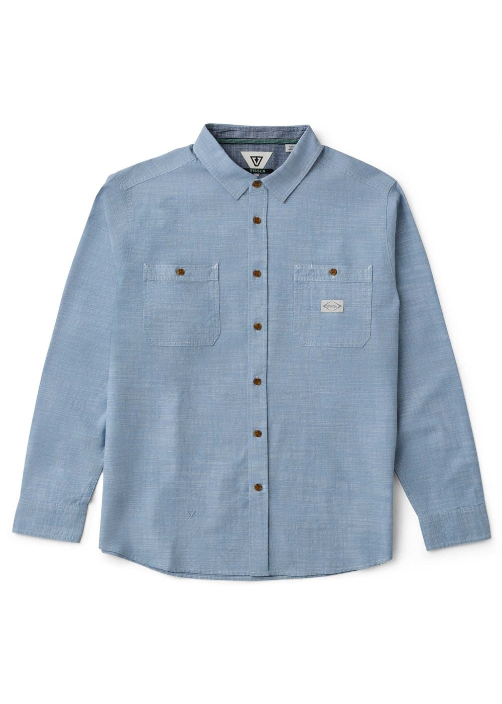Vissla Far Away Eco Long Sleeve Organic Cotton Shirt in Faded Denim for Men