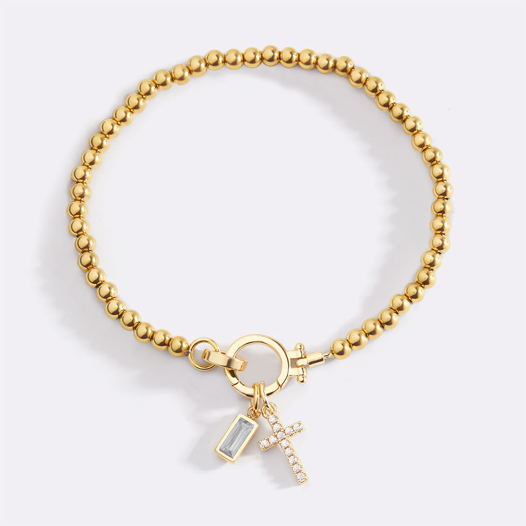 Savaé Design Cross Birthstone Charm Bracelet