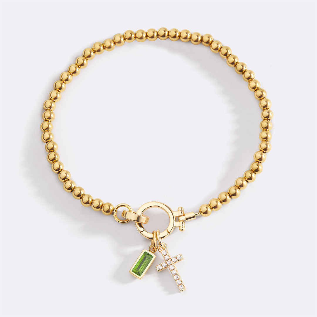 Savaé Design Cross Birthstone Charm Bracelet