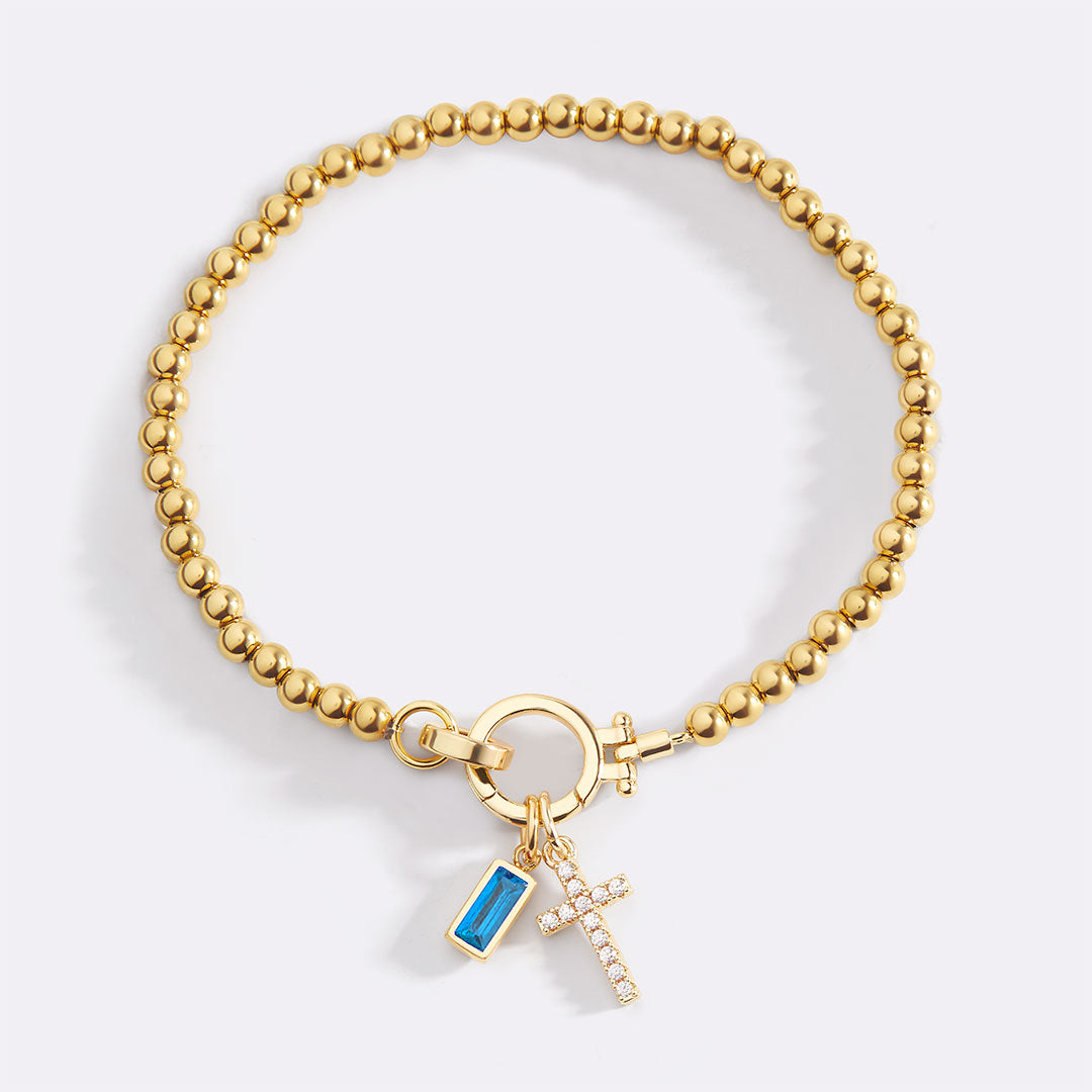 Savaé Design Cross Birthstone Charm Bracelet