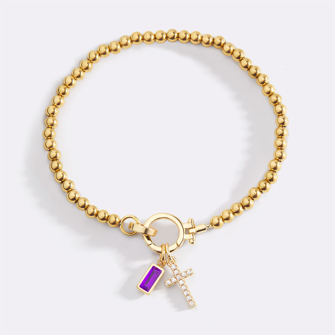 Savaé Design Cross Birthstone Charm Bracelet