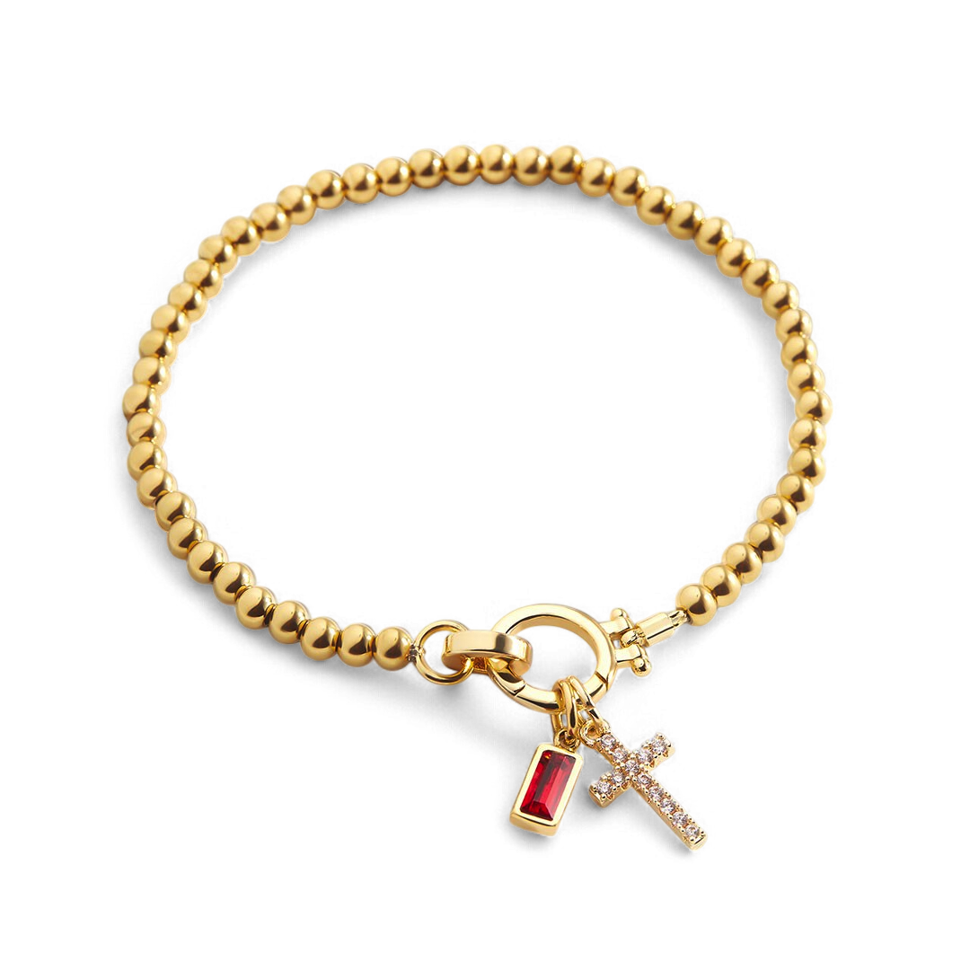 Savaé Design Cross Birthstone Charm Bracelet