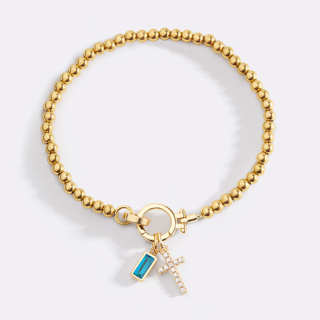 Savaé Design Cross Birthstone Charm Bracelet