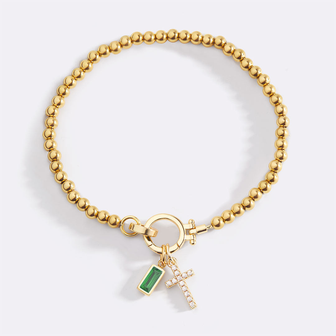 Savaé Design Cross Birthstone Charm Bracelet