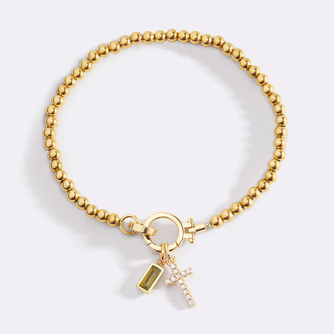 Savaé Design Cross Birthstone Charm Bracelet