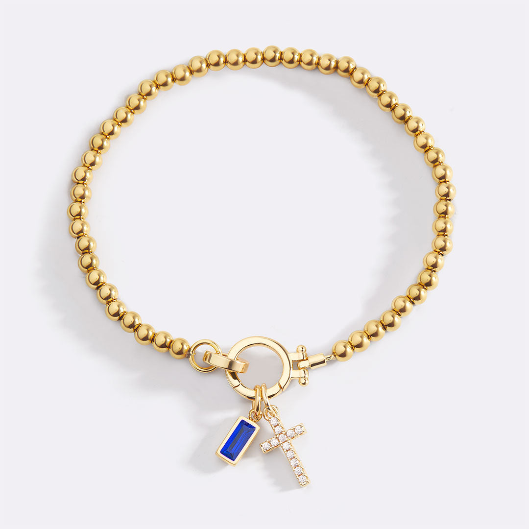 Savaé Design Cross Birthstone Charm Bracelet