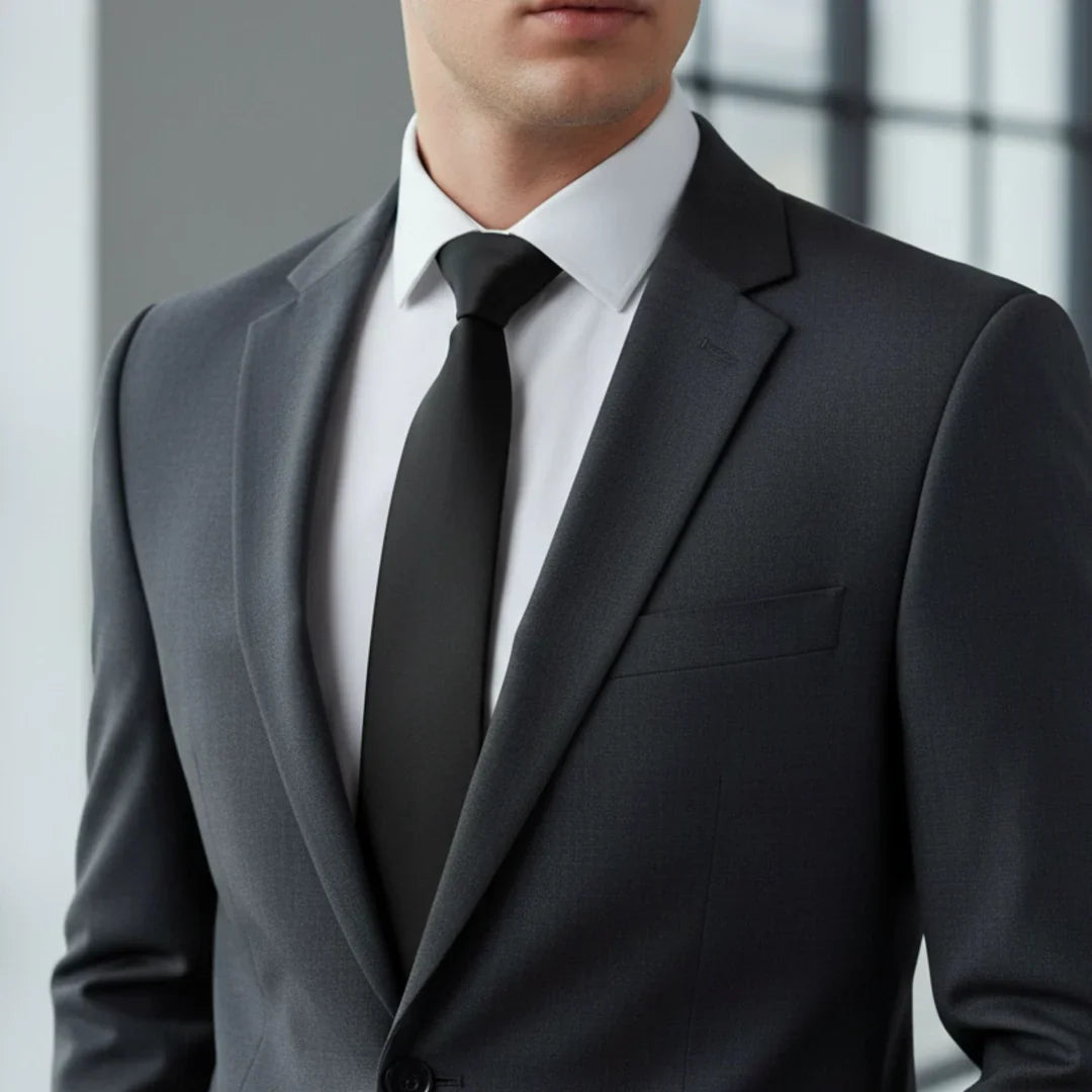 Men's Black Classic Formal Satin Tie by TruClothing