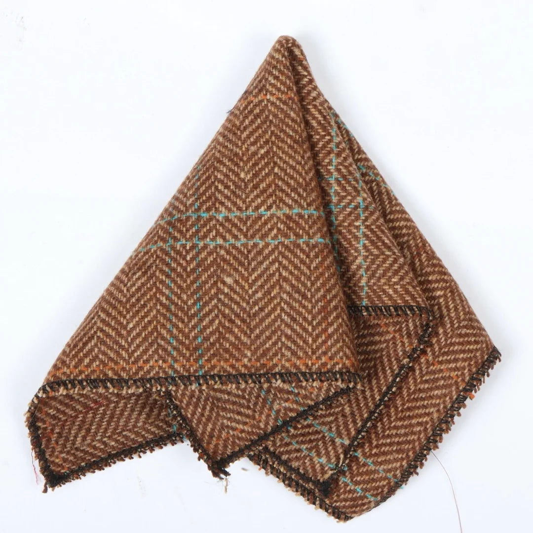 Men's Wool Blend Herringbone Plaid Tweed Tie by TruClothing