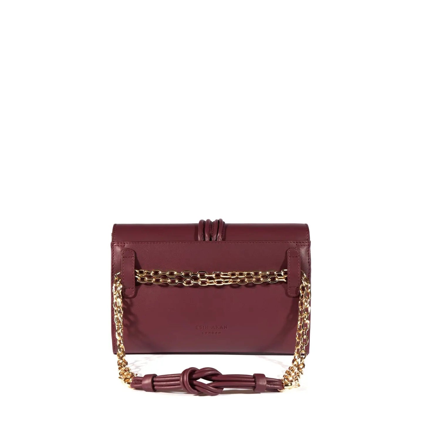 Esin Akan Midi Marylebone Burgundy Leather Clutch Bag