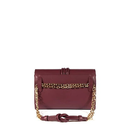 Esin Akan Midi Marylebone Burgundy Leather Clutch Bag