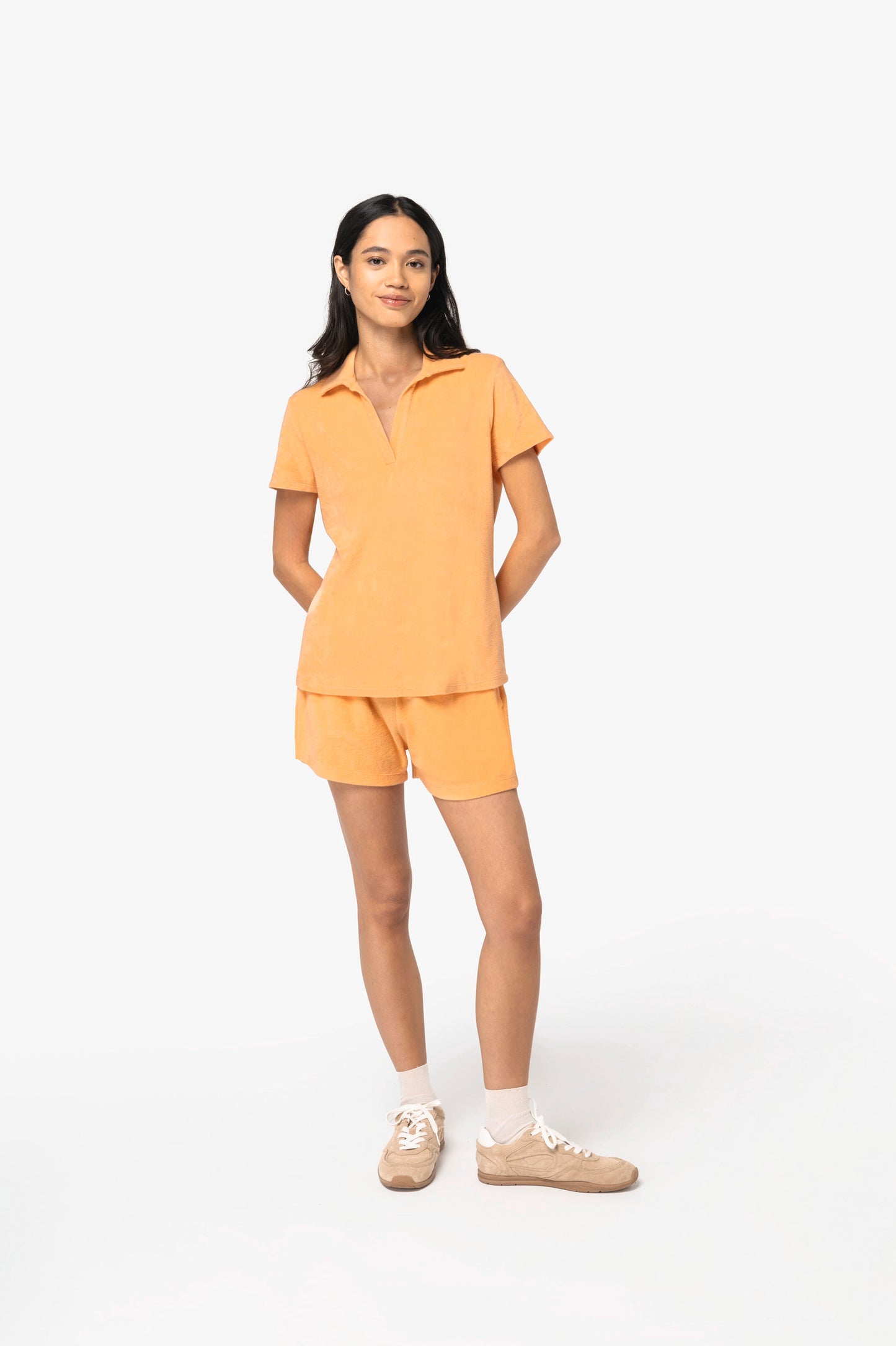 Polo de algodón orgánico con textura de toalla — Mujer