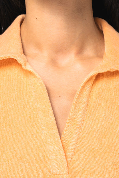 Polo de algodón orgánico con textura de toalla — Mujer