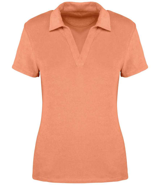 Polo de algodón orgánico con textura de toalla — Mujer