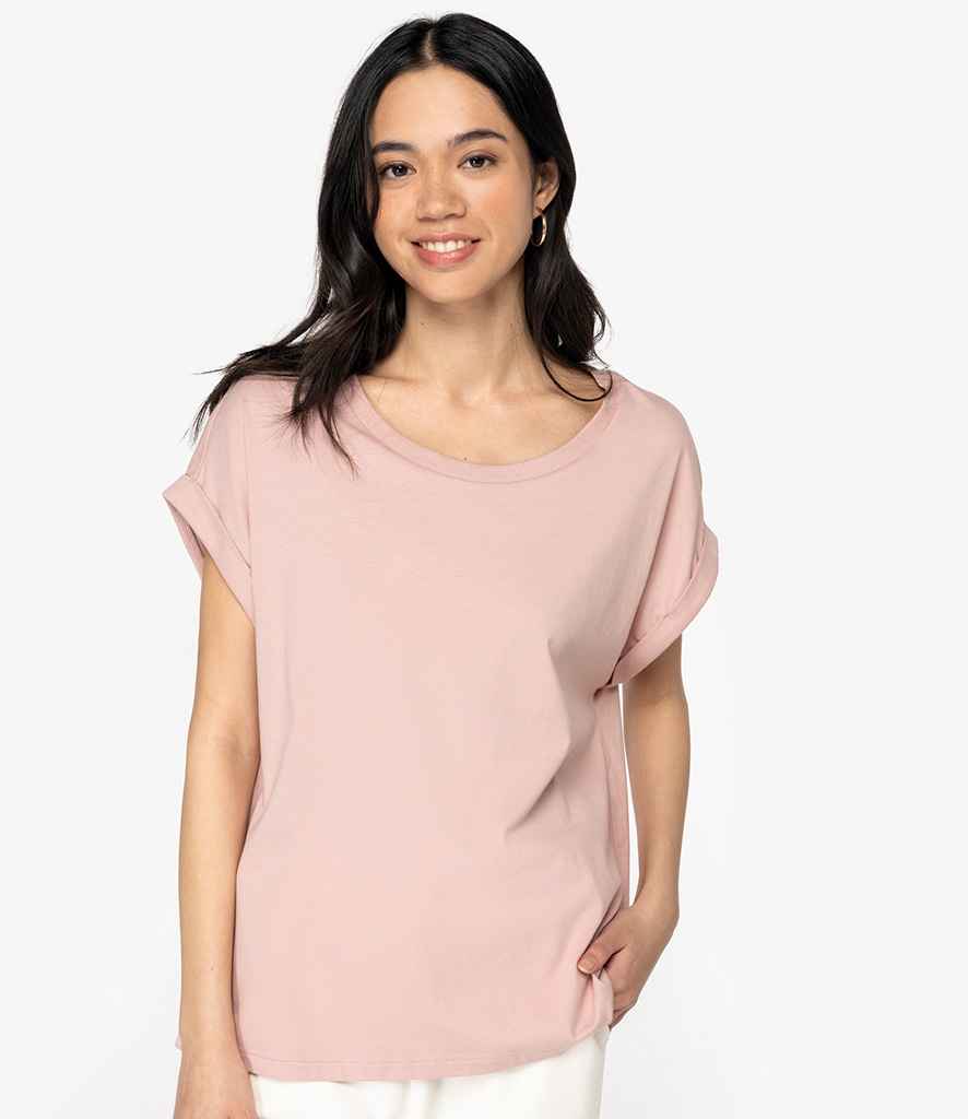 Earth Wardrobe Organic Cotton Loose Fit Roll Sleeve T-Shirt: Womens
