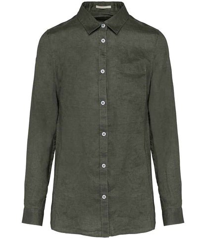 Linen Long Sleeve Shirt: Womens