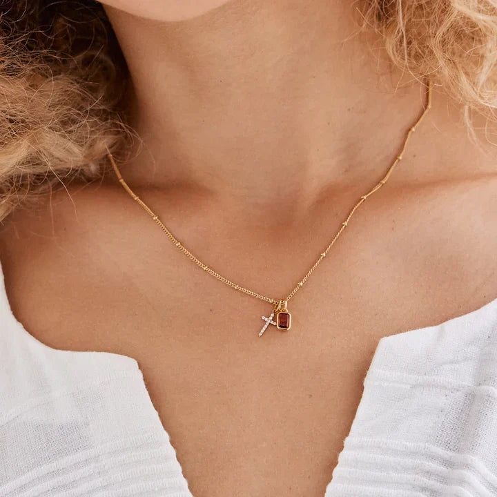 Savaé Design Birthstone Cross Pendant Necklace