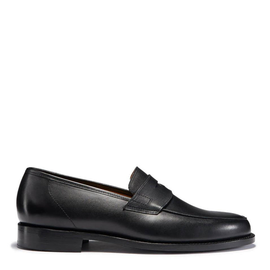 Hugs & Co. Black Leather Loafers with Goodyear Welted Leather Sole for Men