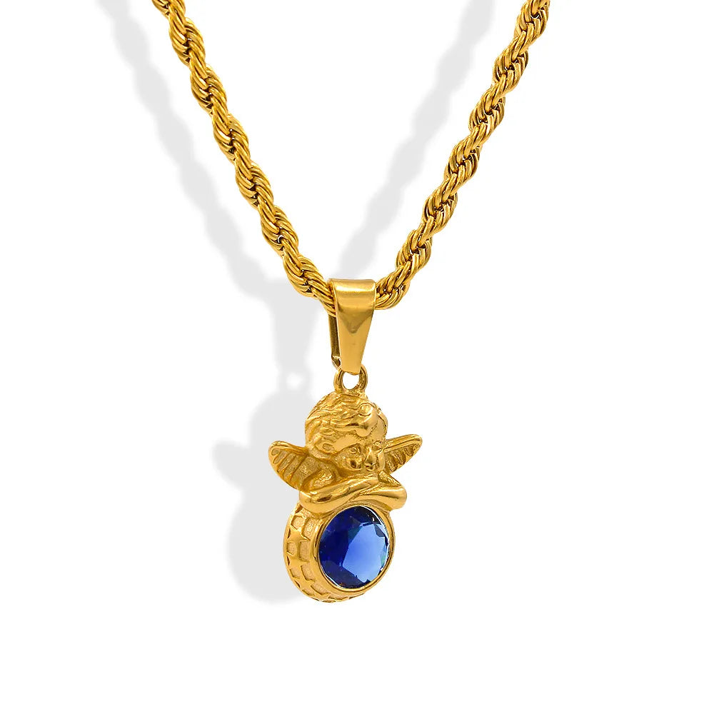 Savaé Design Dainty Angel Birthstone Necklace