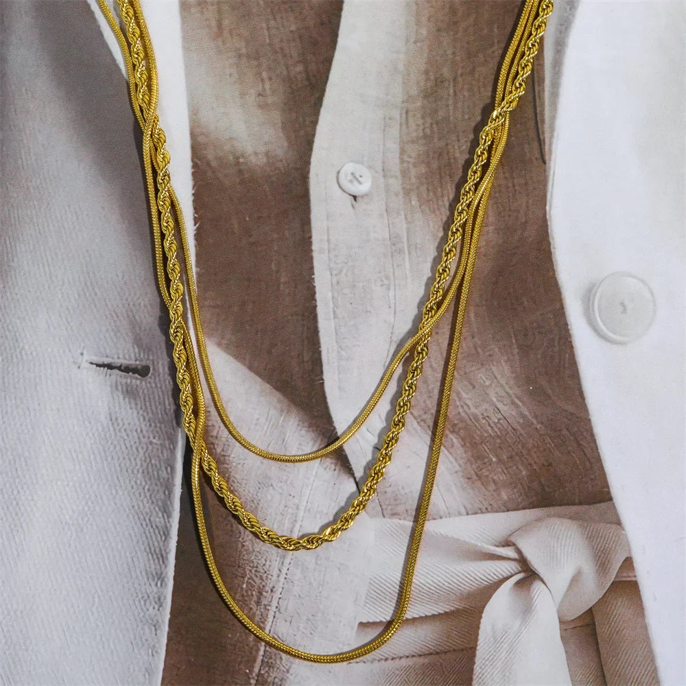 Savaé Design 18K Gold Plated Layered Chain Necklace