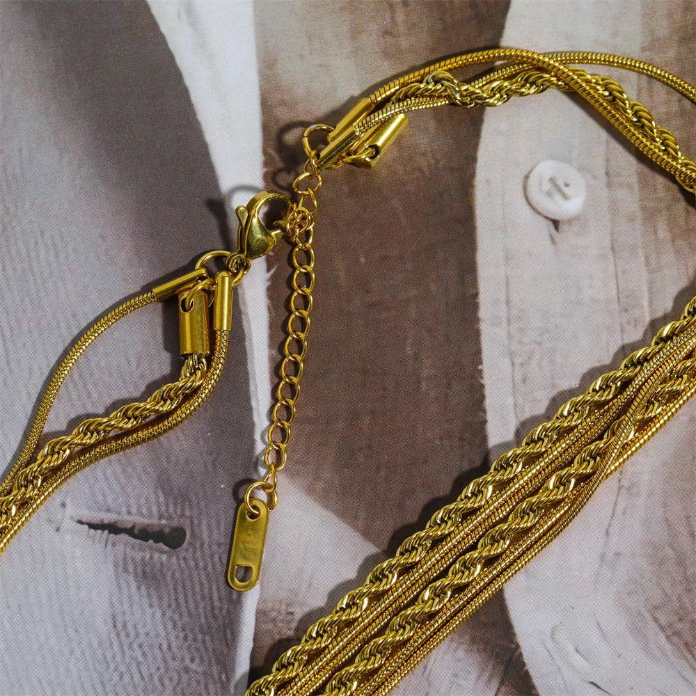 Savaé Design 18K Gold Plated Layered Chain Necklace