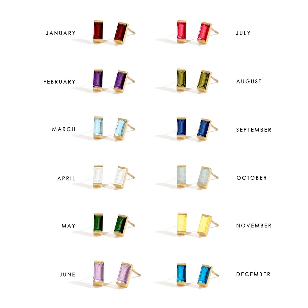 Savaé Design Rectangle Birthstone Earrings