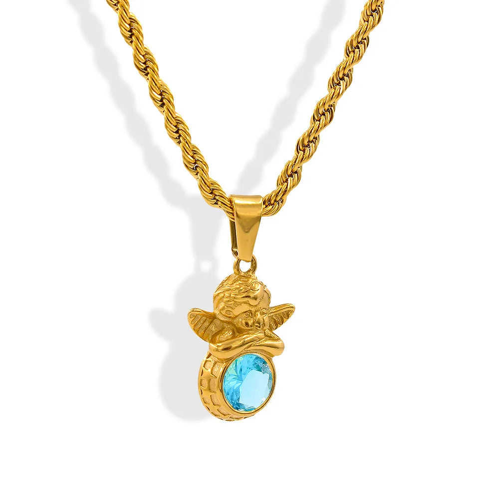 Savaé Design Dainty Angel Birthstone Necklace