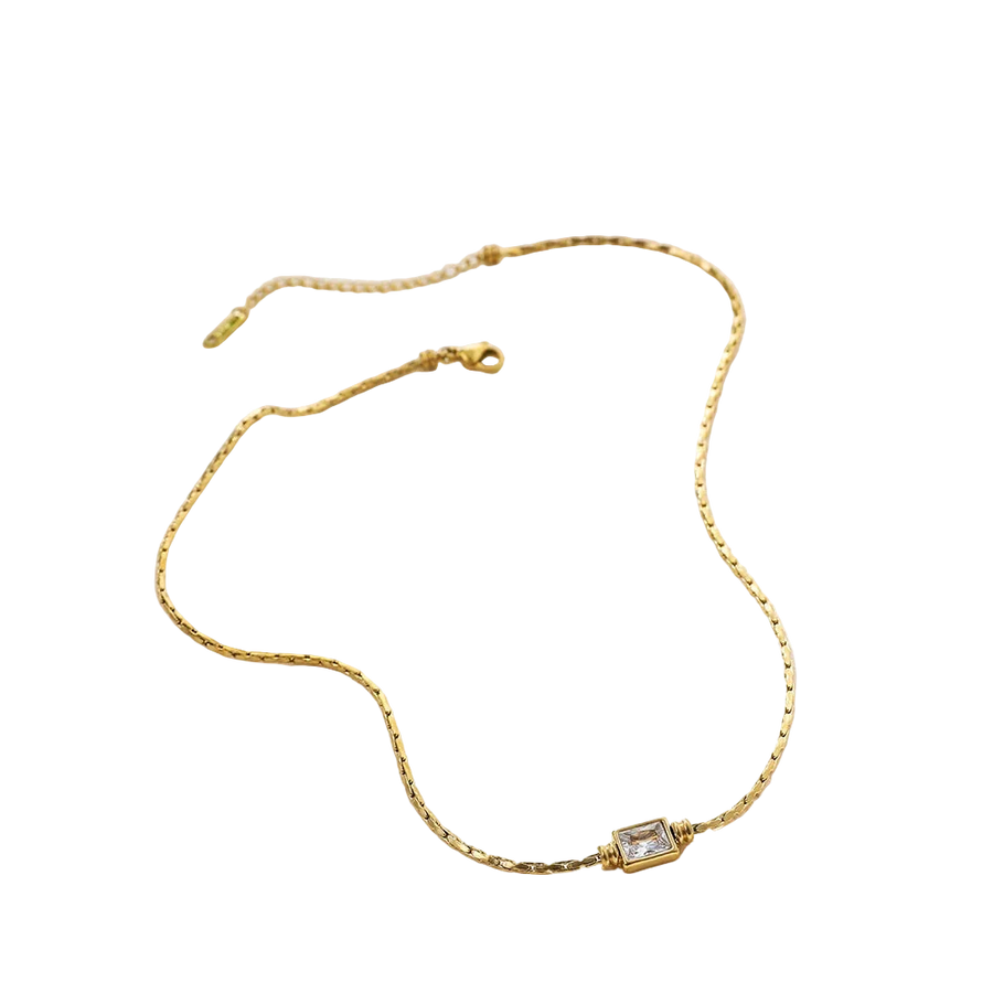 Savaé Design 18K Gold Square Zircon Pendant Necklace