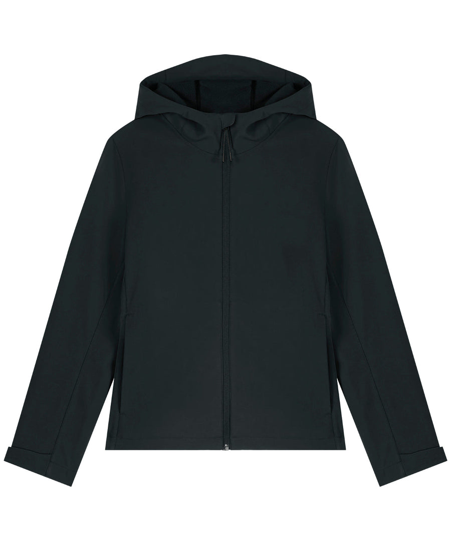 Recyled Polyester Hooded Softshell Jacket: Womens
