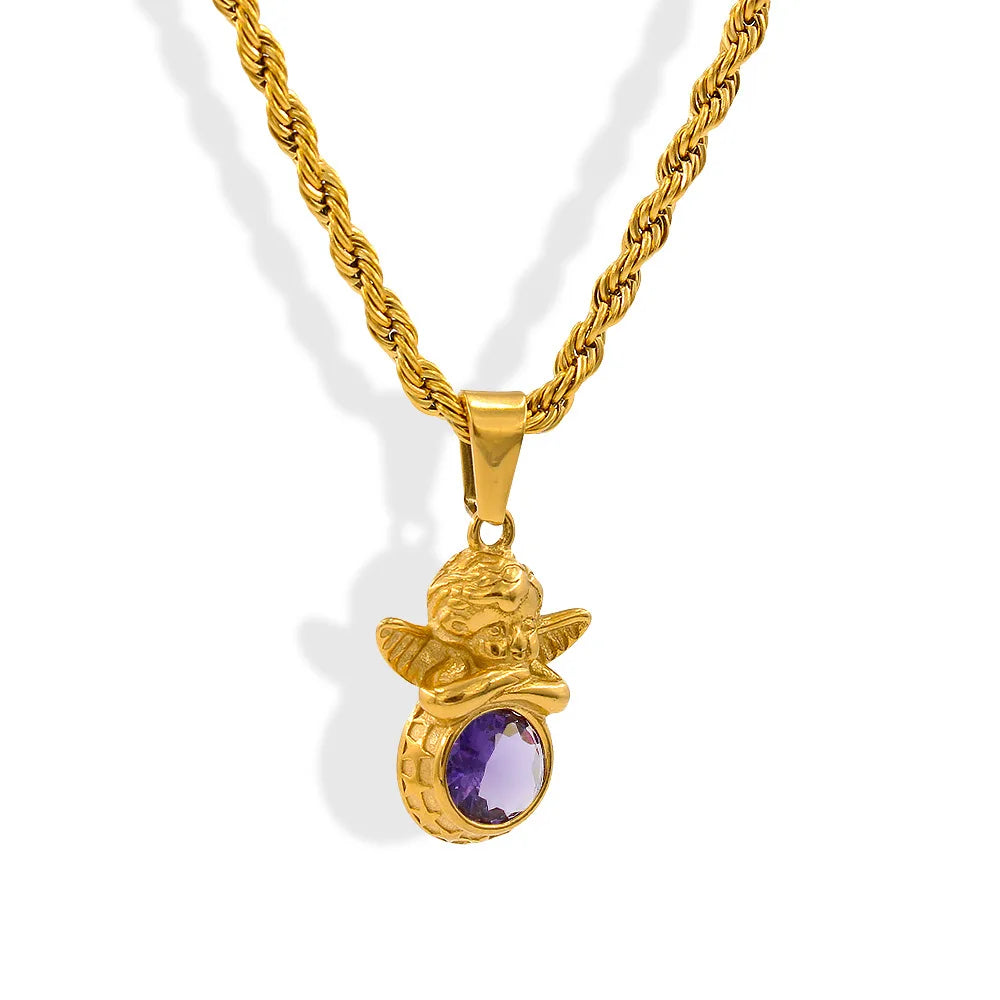 Savaé Design Dainty Angel Birthstone Necklace