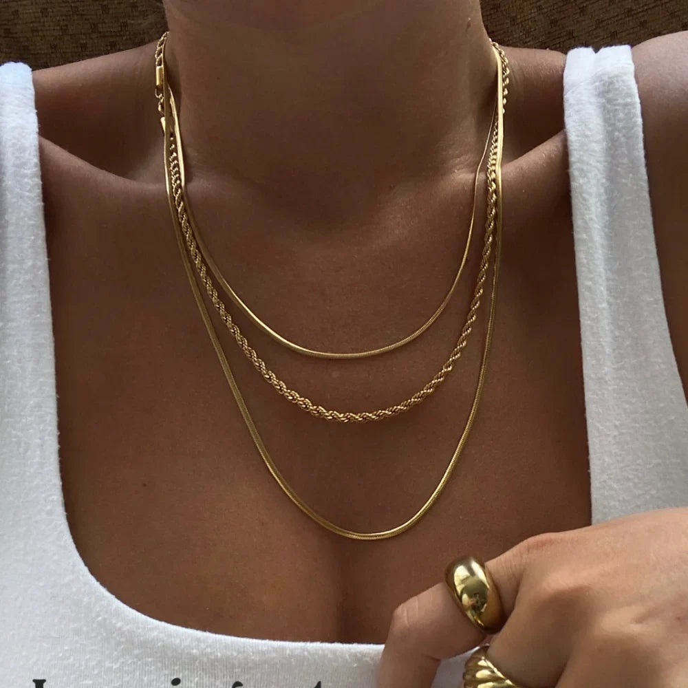 Savaé Design 18K Gold Plated Layered Chain Necklace