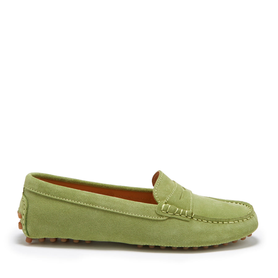 Hugs & Co. Women's Olive Green Suede Penny Driving Loafers