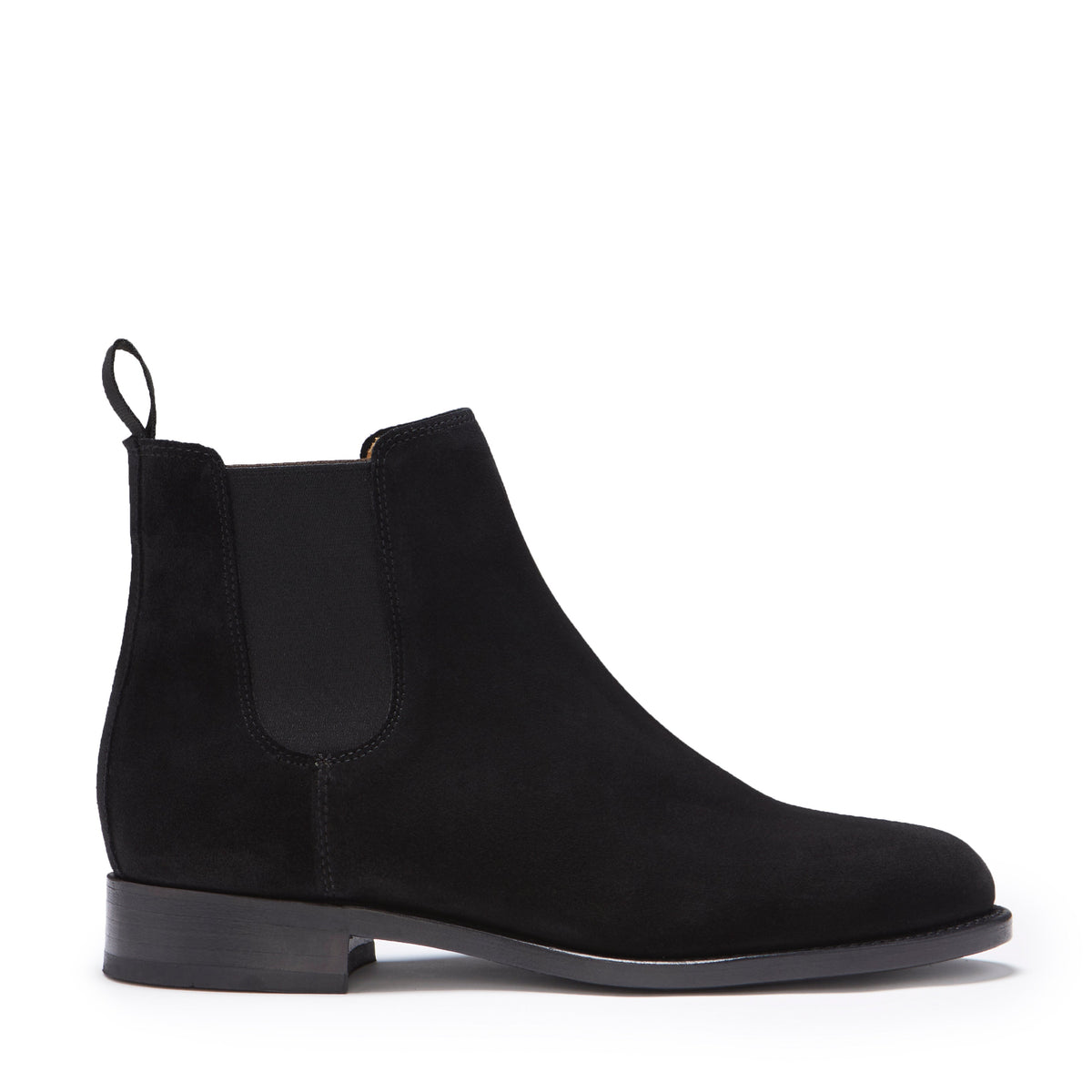 Hugs & Co. Women's Black Suede Chelsea Boots with Goodyear Welted Leather Sole