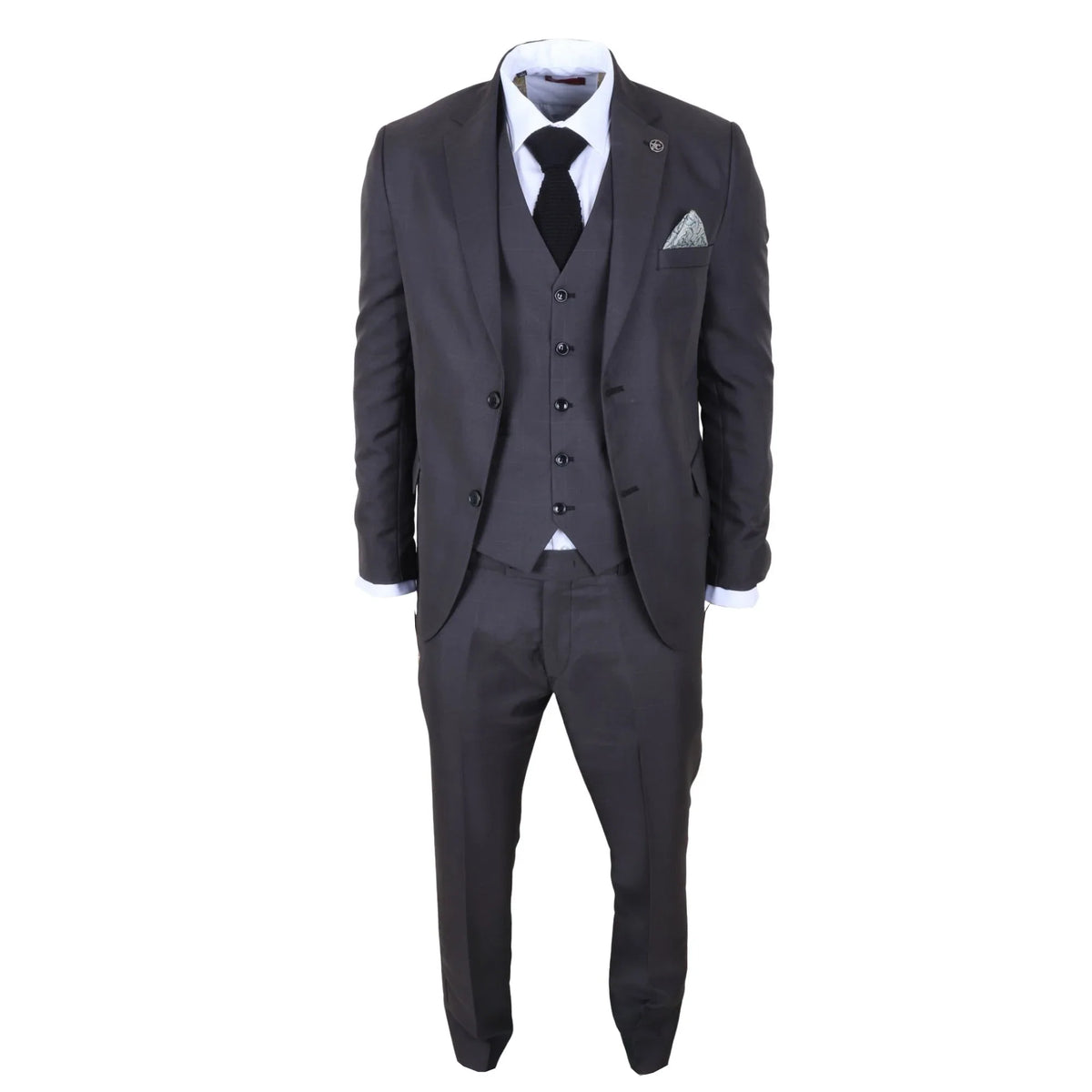 Men's Charcoal Check 3 Piece Tailored Fit Suit by TruClothing