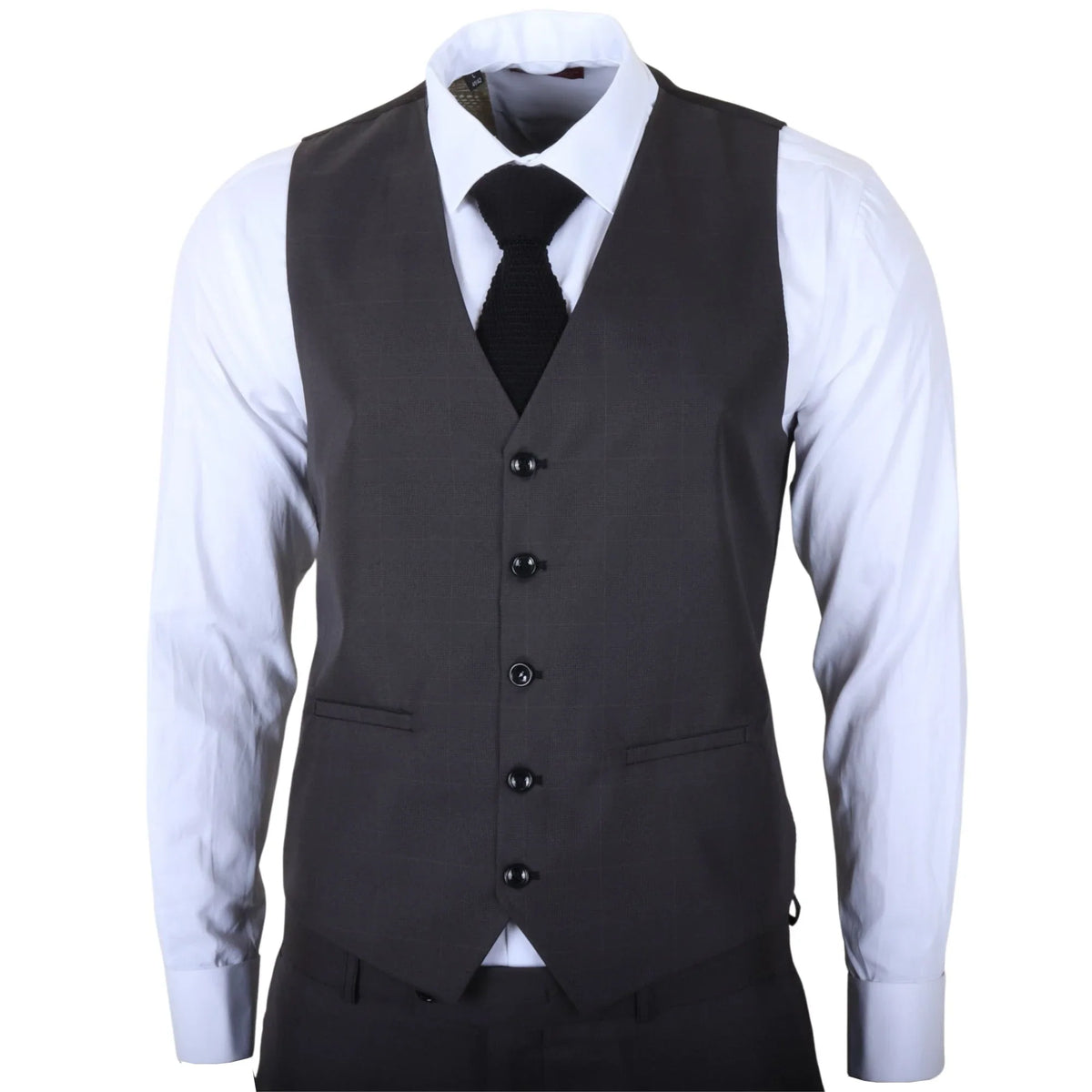 Men's Charcoal Check 3 Piece Tailored Fit Suit by TruClothing