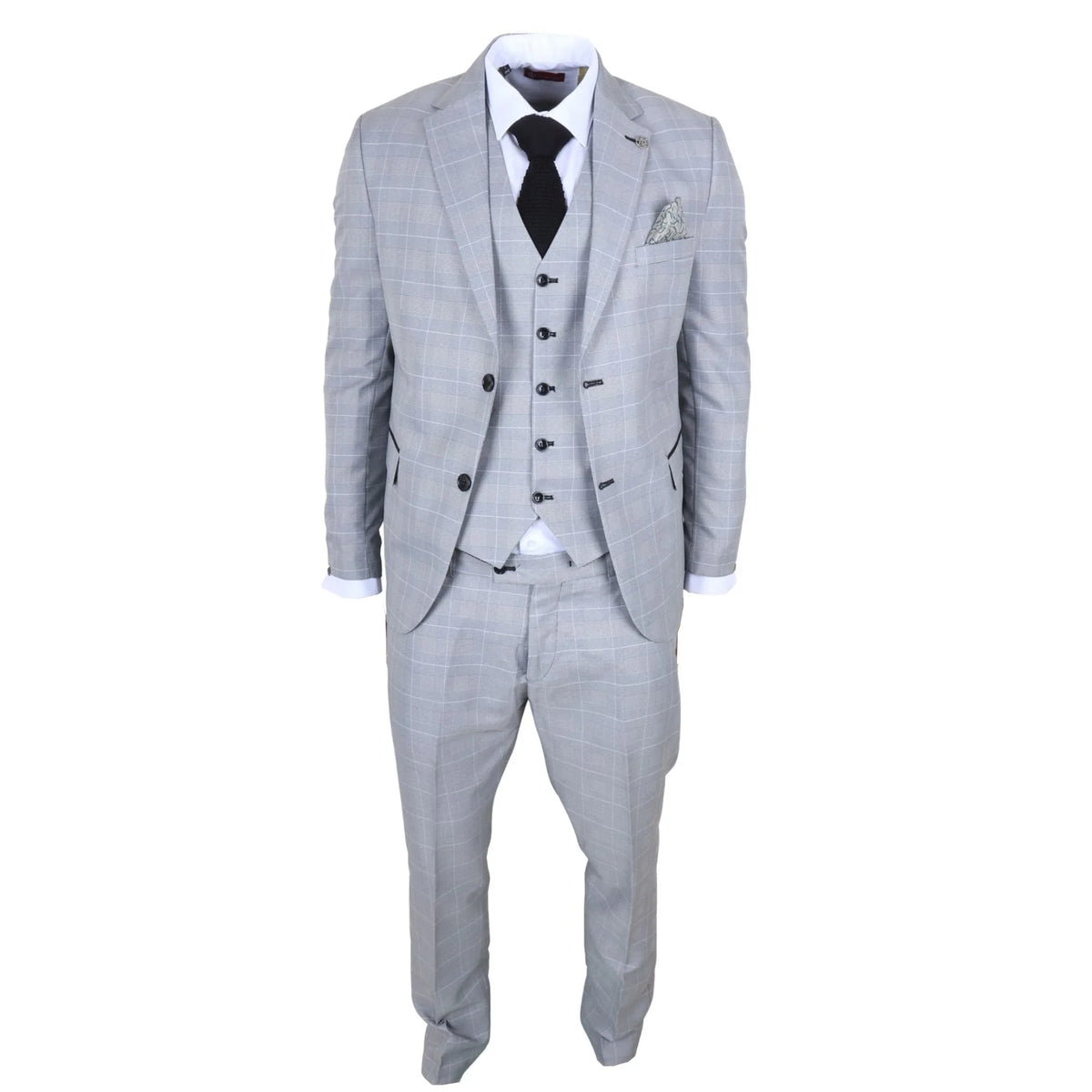 Men's Grey Check 3 Piece Tailored Fit Suit by TruClothing