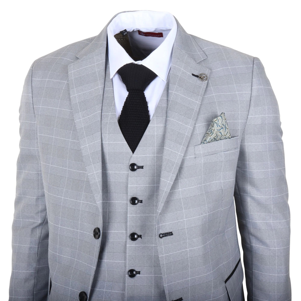 Men's Grey Check 3 Piece Tailored Fit Suit by TruClothing