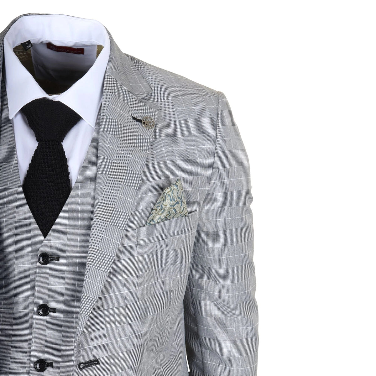 Men's Grey Check 3 Piece Tailored Fit Suit by TruClothing