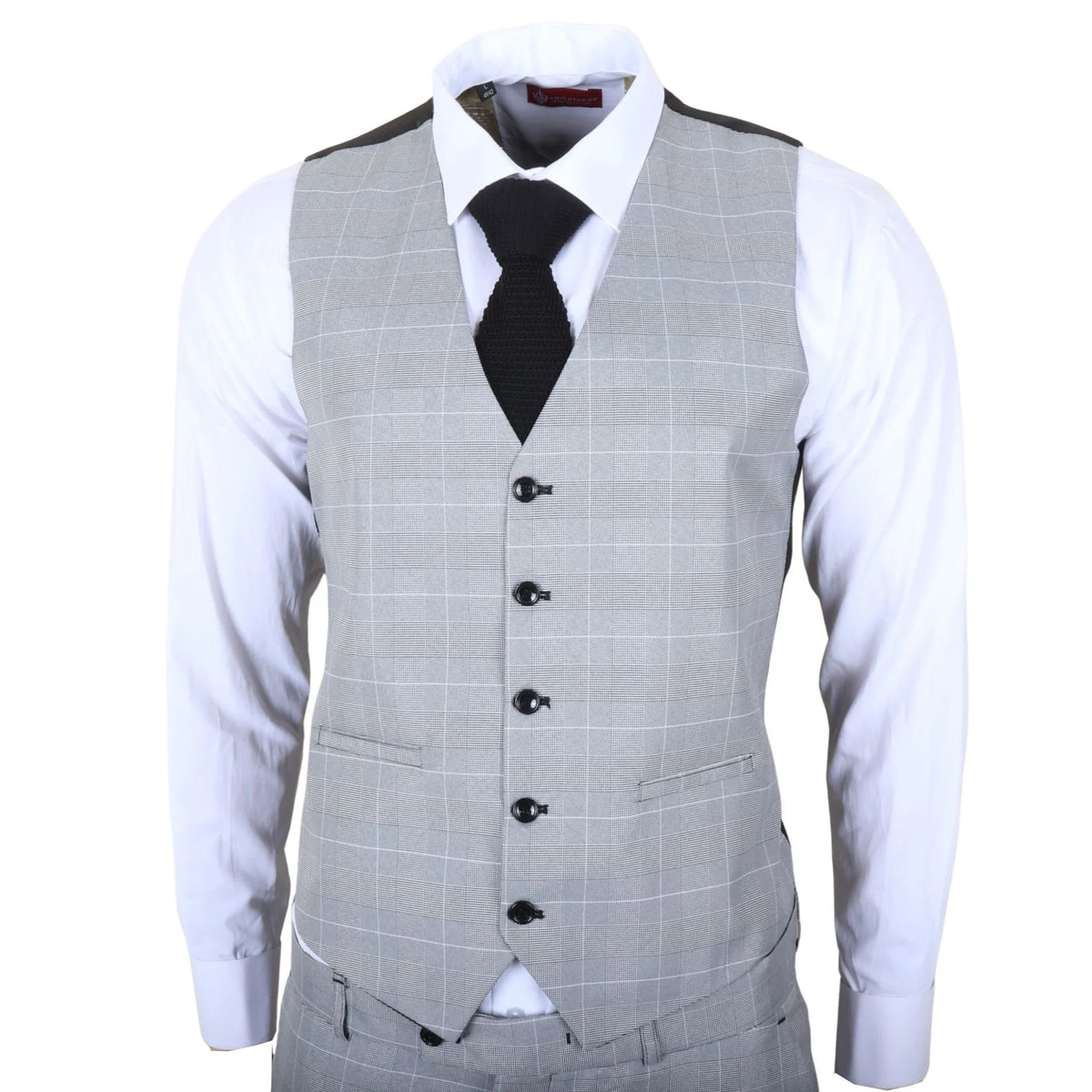 Men's Grey Check 3 Piece Tailored Fit Suit by TruClothing