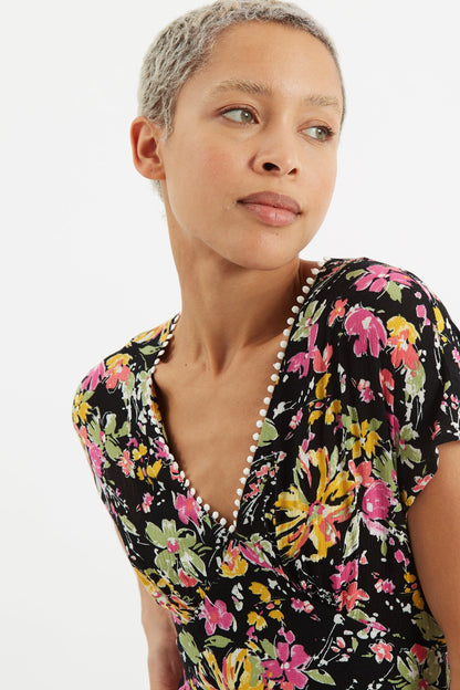 Unity Flower Burst V-Neck Midi Dress