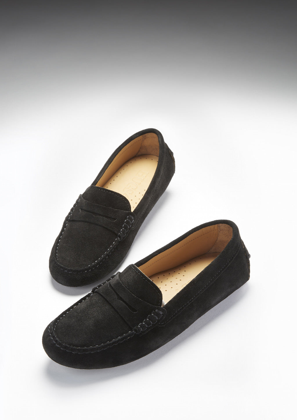 Hugs & Co. Women's Black Suede Penny Driving Loafers