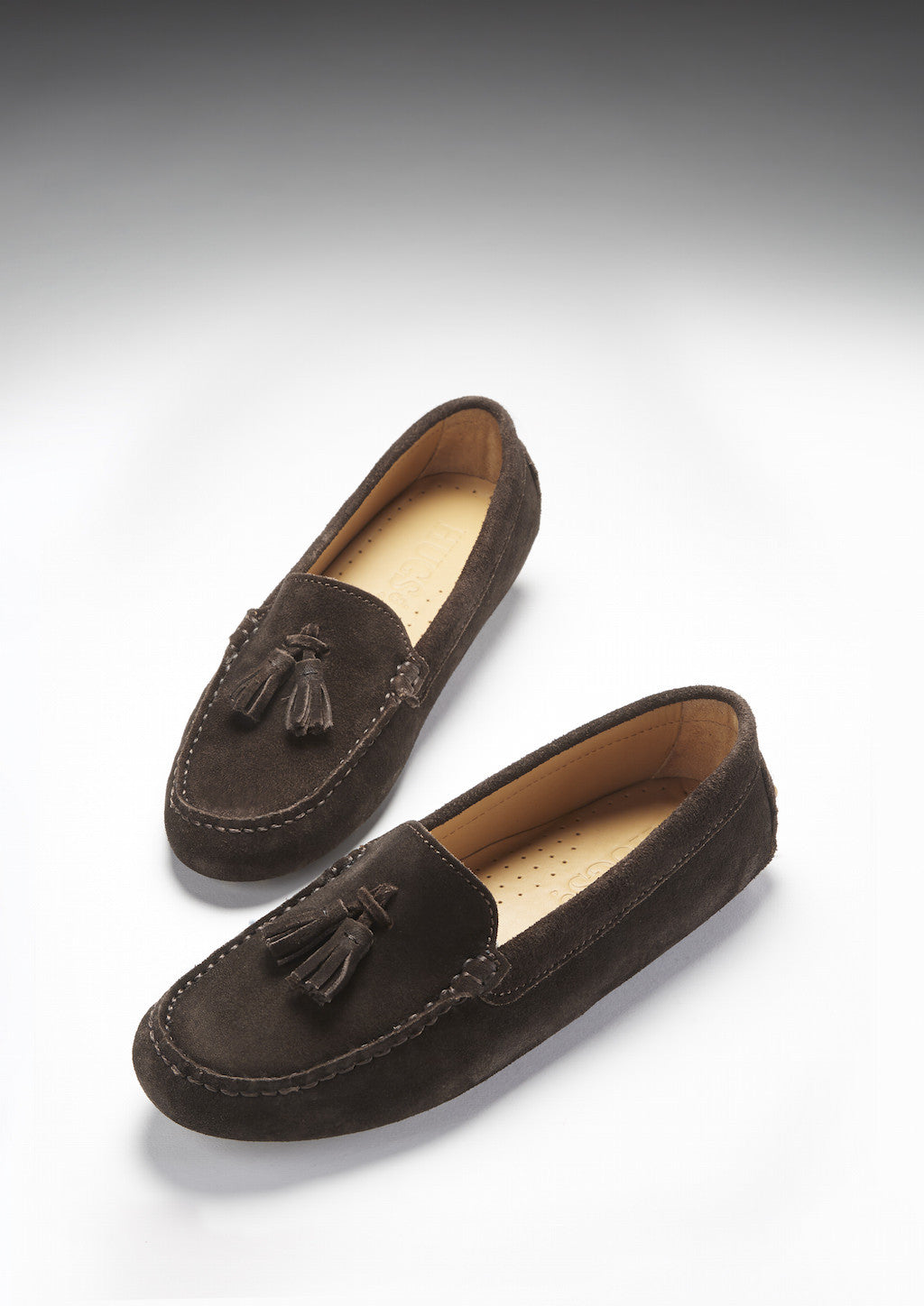 Hugs & Co. Women's Brown Suede Tasselled Driving Loafers