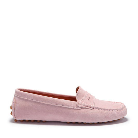 Hugs & Co. Women's Ice Pink Suede Penny Driving Loafers