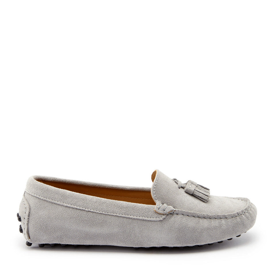 Hugs & Co. Women's Dove Grey Suede Tasselled Driving Loafers