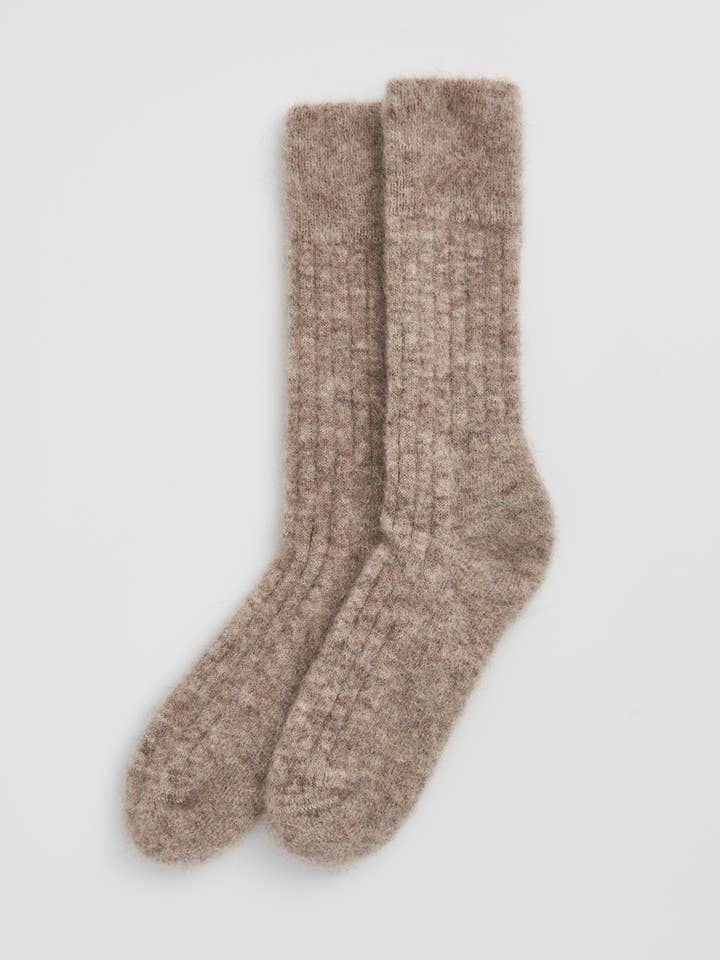 Alpaca Ultra Soft Ribbed Bed Socks - Bascora
