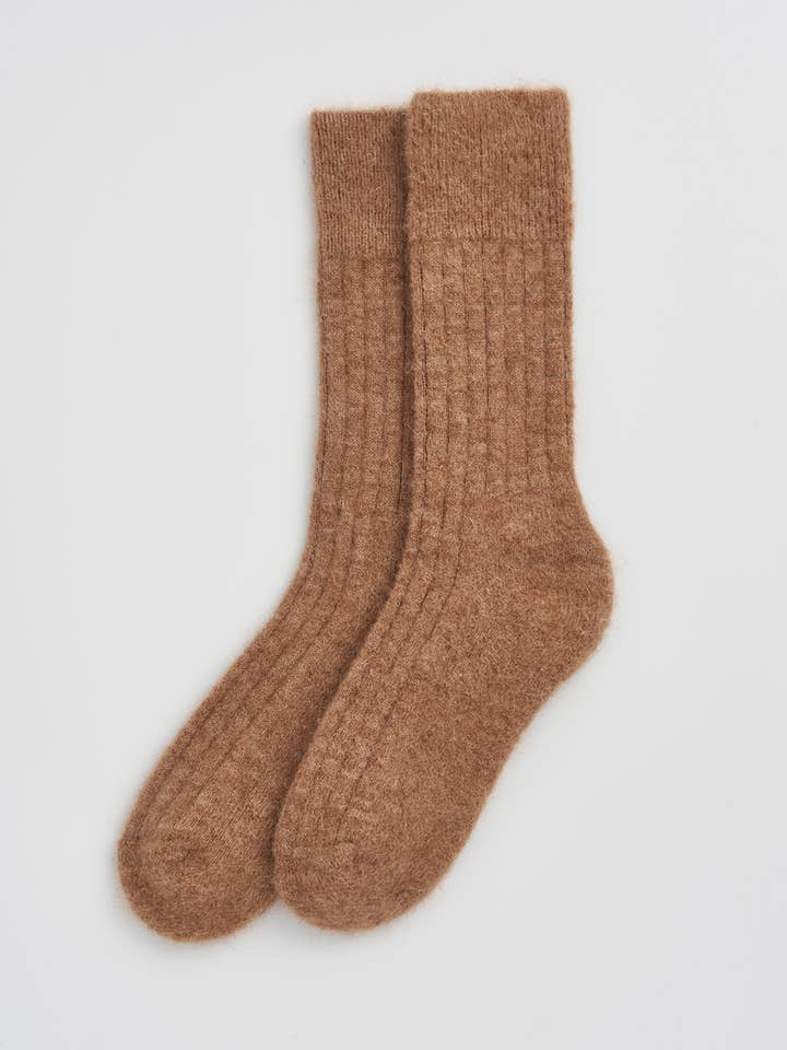 Alpaca Ultra Soft Ribbed Bed Socks - Bascora
