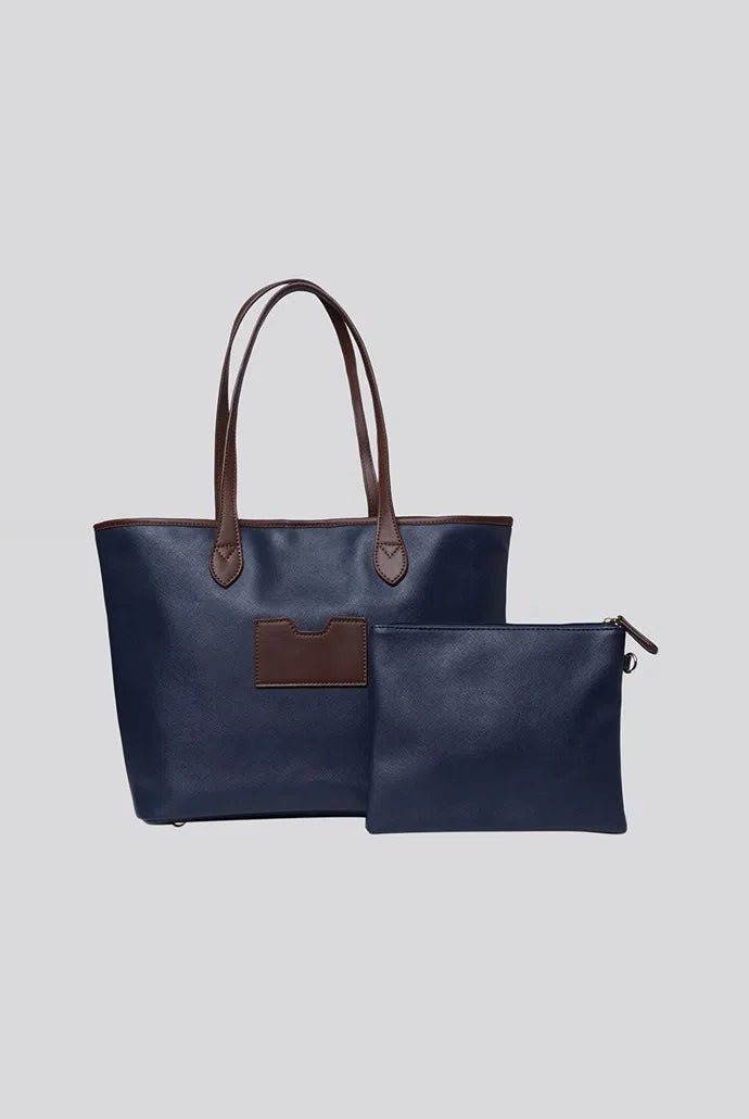 Amelia Contrast Strap Tote Bag – Navy - Bascora