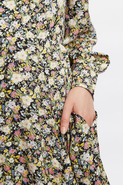 Arwen Petal Parade Print V Back Midi Dress - Bascora