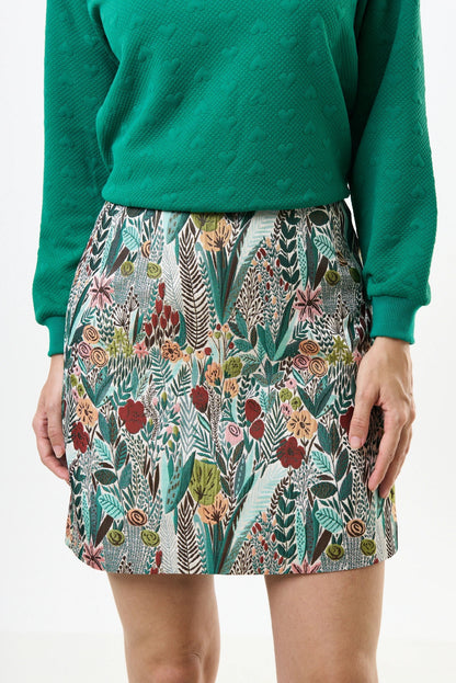 Aubin Jungle Jacquard A-line Mini Skirt - Green - Bascora