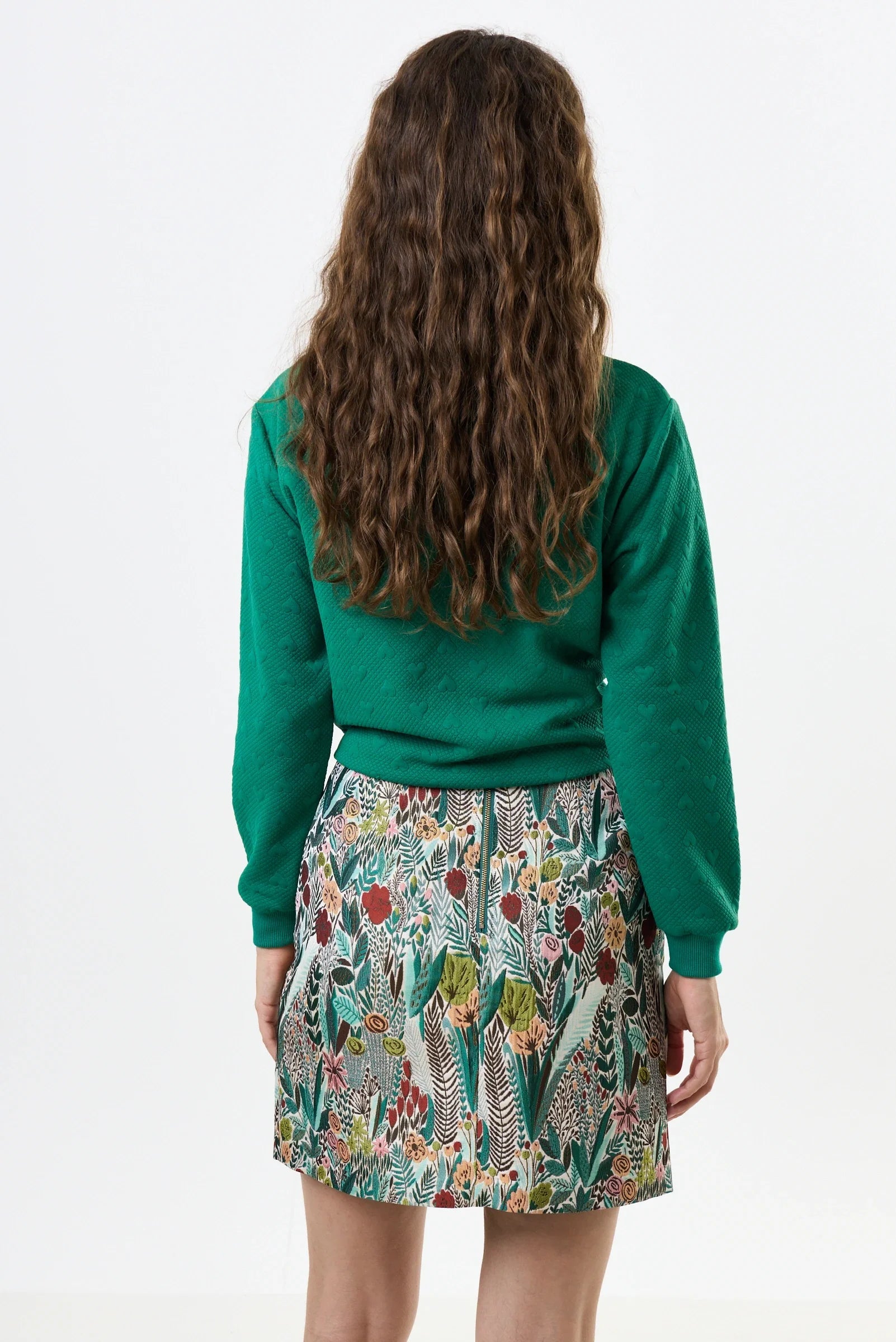 Aubin Jungle Jacquard A-line Mini Skirt - Green - Bascora
