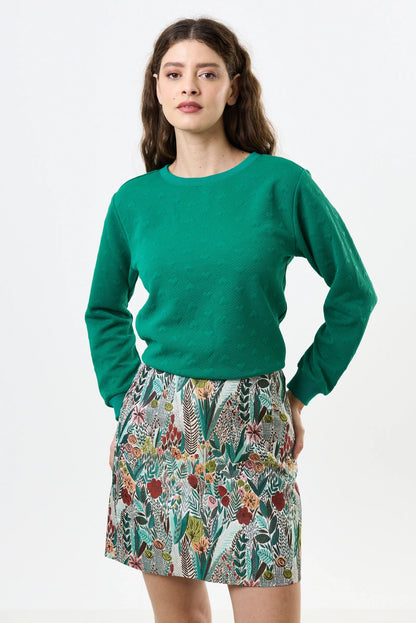 Aubin Jungle Jacquard A-line Mini Skirt - Green - Bascora